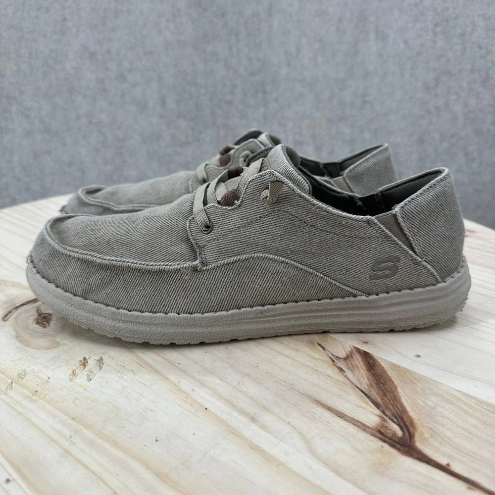 Skechers Melson-Volgo Slip-On Shoes Mens 10 Tan Canvas Casual Loafers 210111